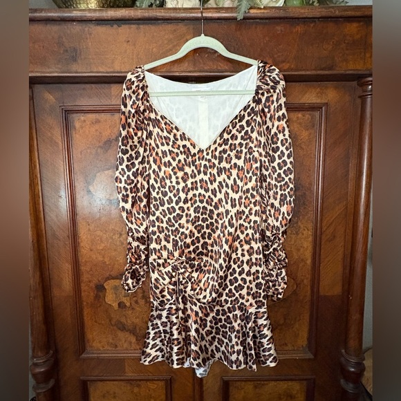 EUC Caroline Constas- Evelyn Leopard Print Long Sleeve Dress. Size M - Picture 5 of 13